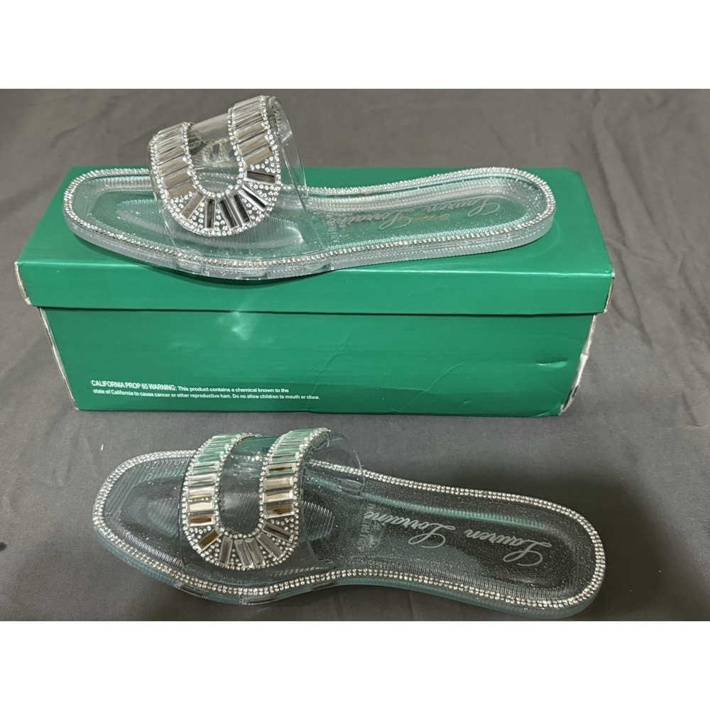Lauren Lorraine Jane Clear Rhinestone Jelly Sandals Women's Size 7.5